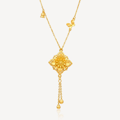 999 Gold Butterfly Blossom Necklace