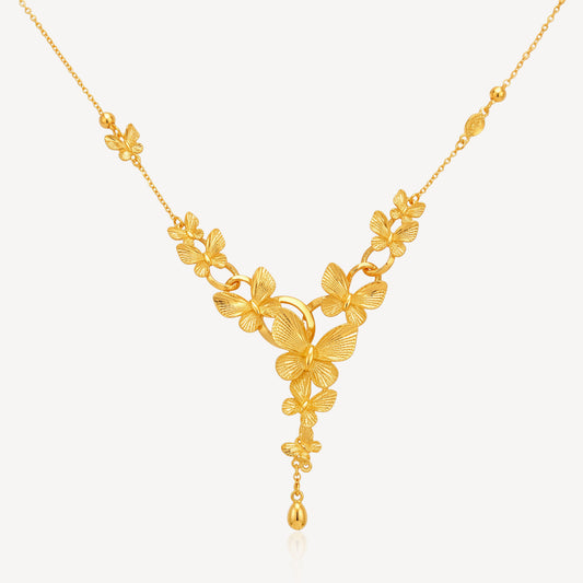 999 Gold Butterfly Wedding Necklace