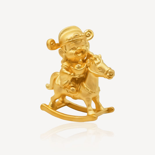 999 Gold Cai Shen Riding Rocking Horse Ornament (马上发财）