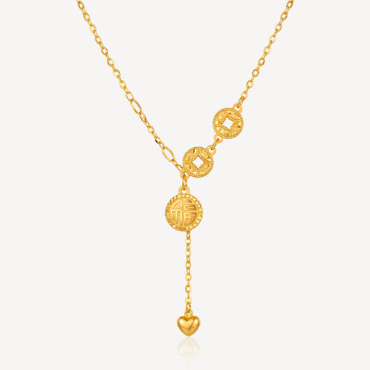 999 Gold Circle Fu Necklace