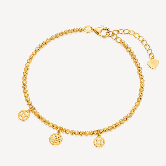 999 Gold Coin 福 Bracelet