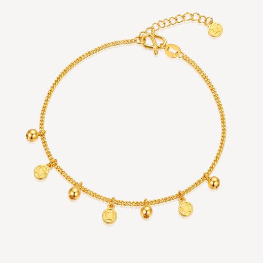 999 Gold Coin with Ball Bracelet