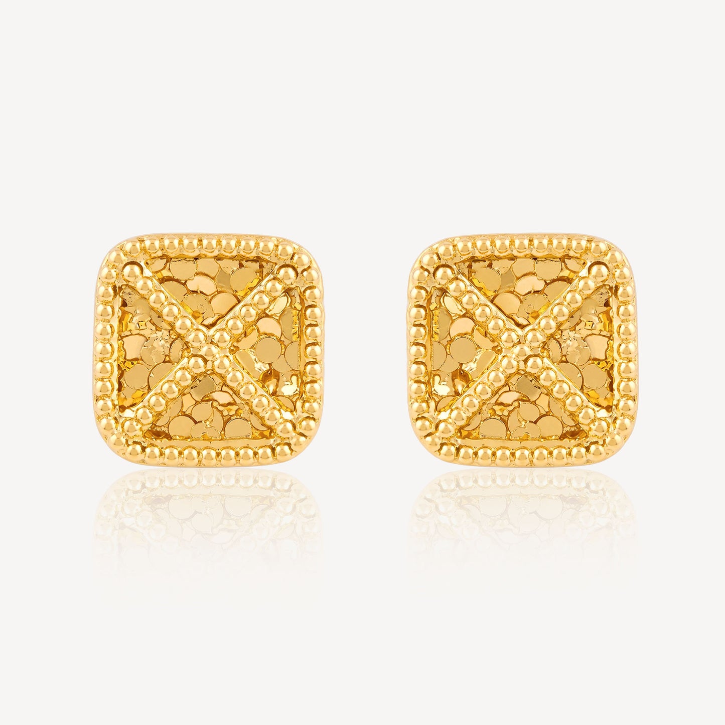 999 Gold Cross Square Earring