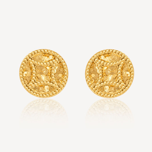 999 Gold Crush Coin Earring