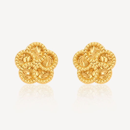 999 Gold Crush Floral Earring
