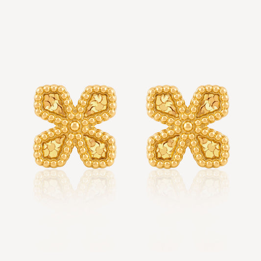 999 Gold Crush Flower Earring