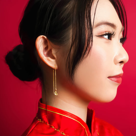 999 Gold Crush Love Threader Earring