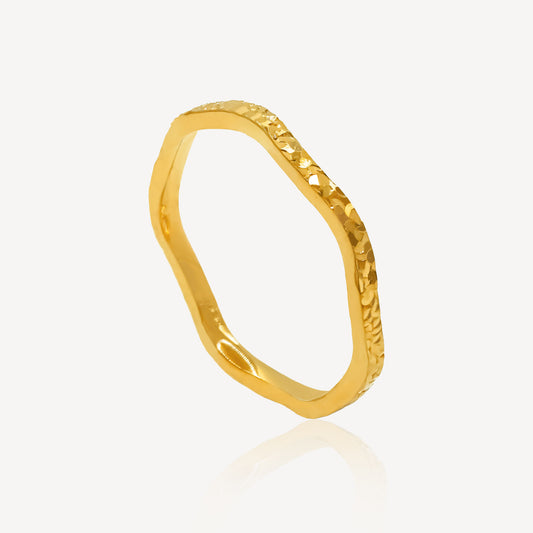 999 Gold Crush Wave Ring