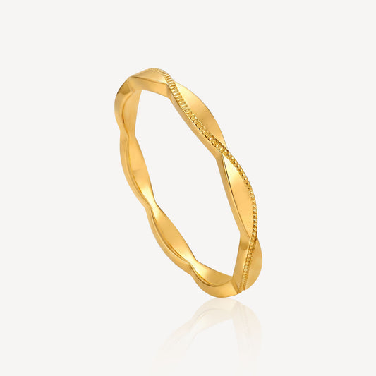 999 Gold Diamond Cut Wave Ring
