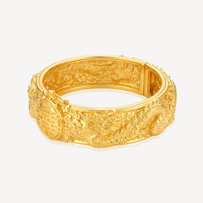 999 Gold Dragon Phoenix Bangle (Pair)