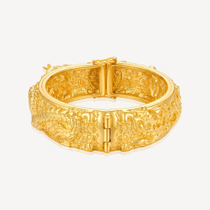999 Gold Dragon Phoenix Bangle (Pair)