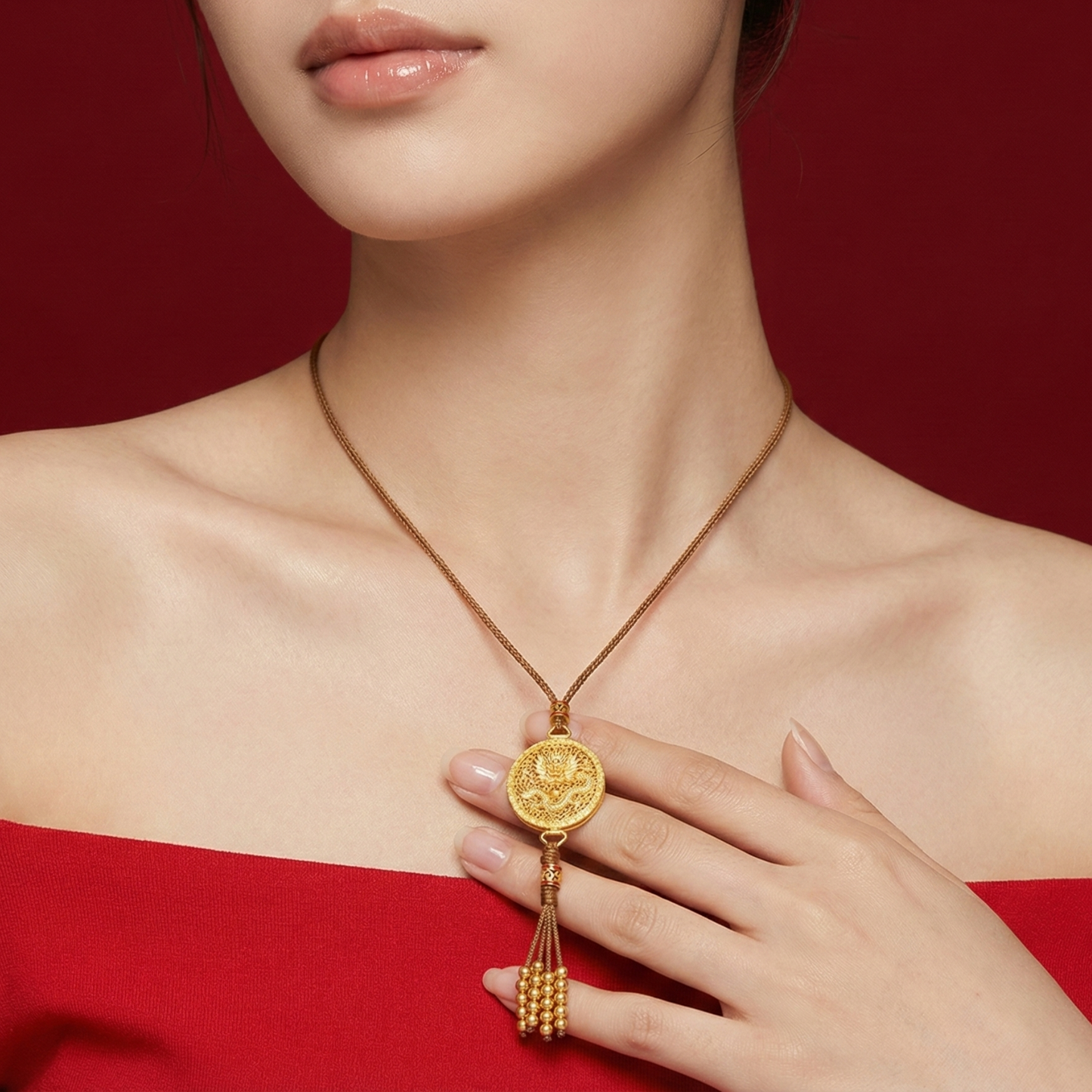 999 Gold Dragon Rope Necklace