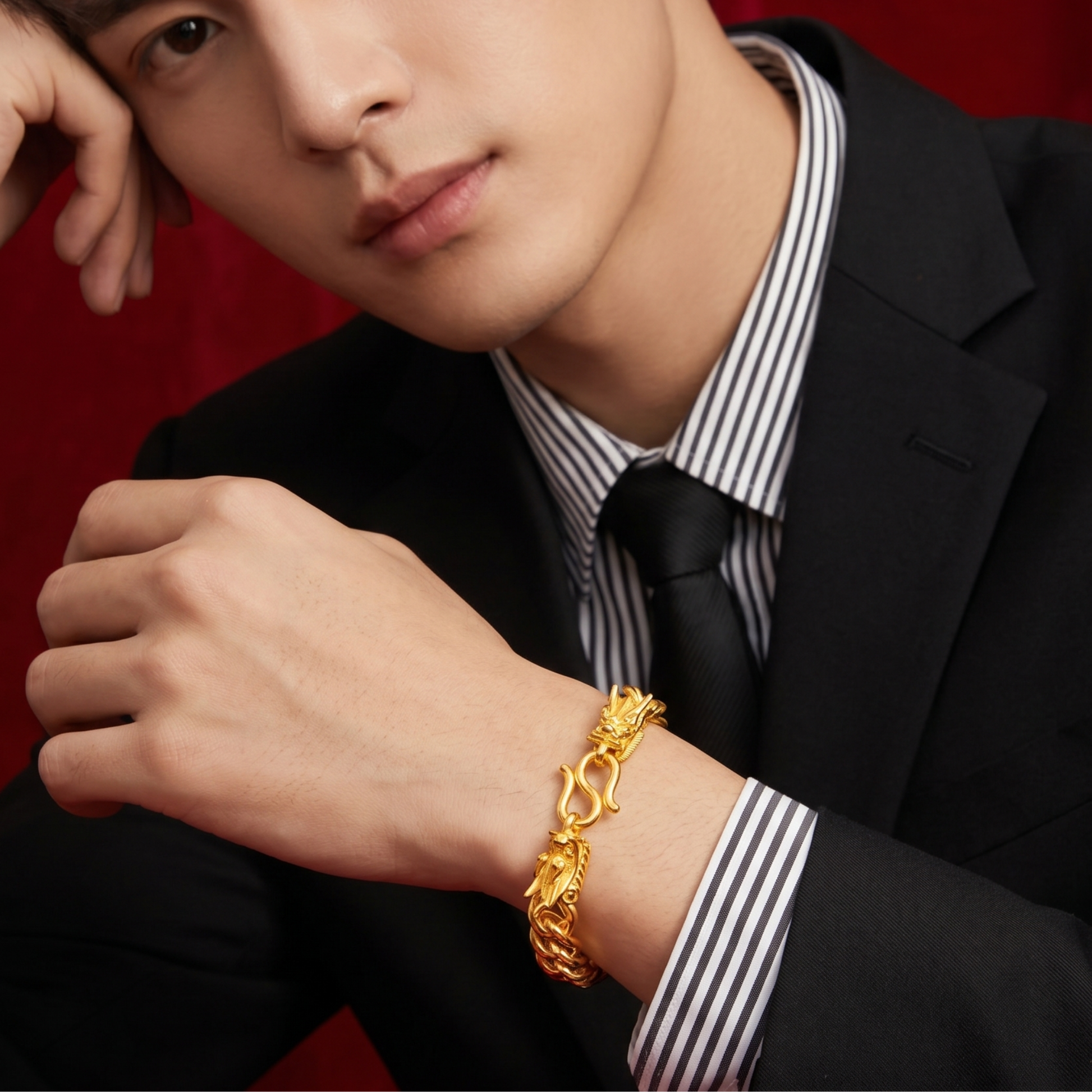 999 Gold Dragon Weave Bracelet - Top Gold Shop Gold Jewellery in singapore