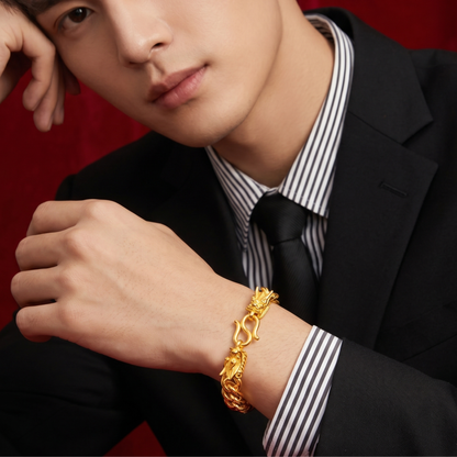 999 Gold Dragon Weave Bracelet - Top Gold Shop Gold Jewellery in singapore