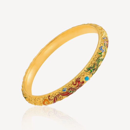999 Gold Dragon & Phoenix Bangle