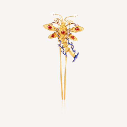 999 Gold Dragonfly Hair Stick Ornament