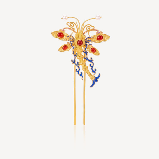 999 Gold Dragonfly Hair Stick Ornament