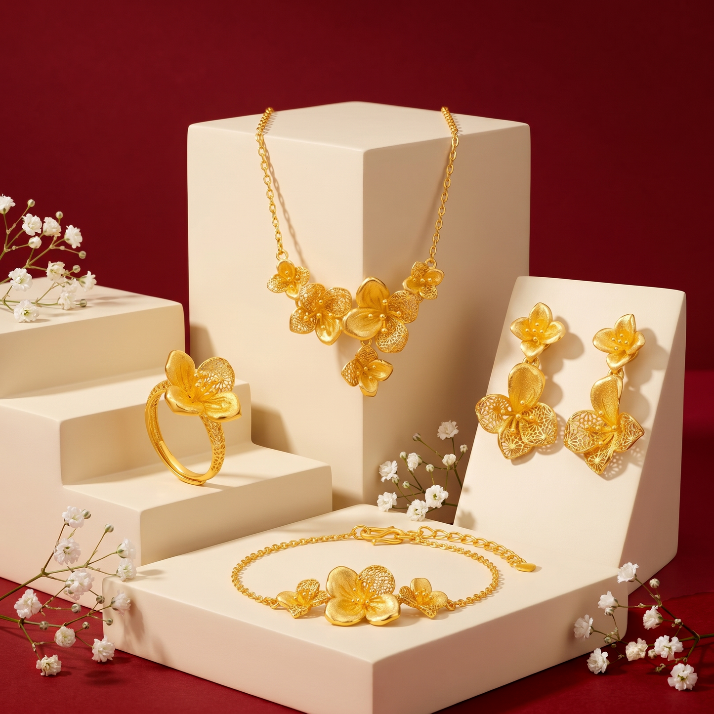 999 Gold Eternal Bloom Wedding Set