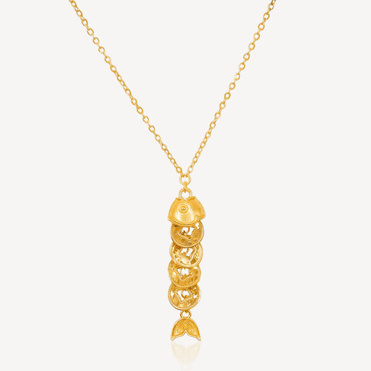999 Gold Fish Coin Necklace