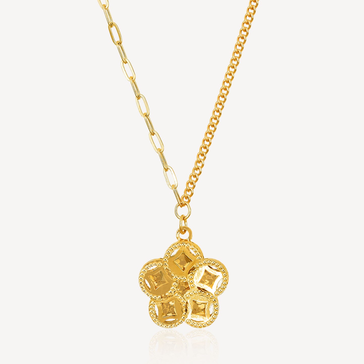 999 Gold Flower Coins Necklace