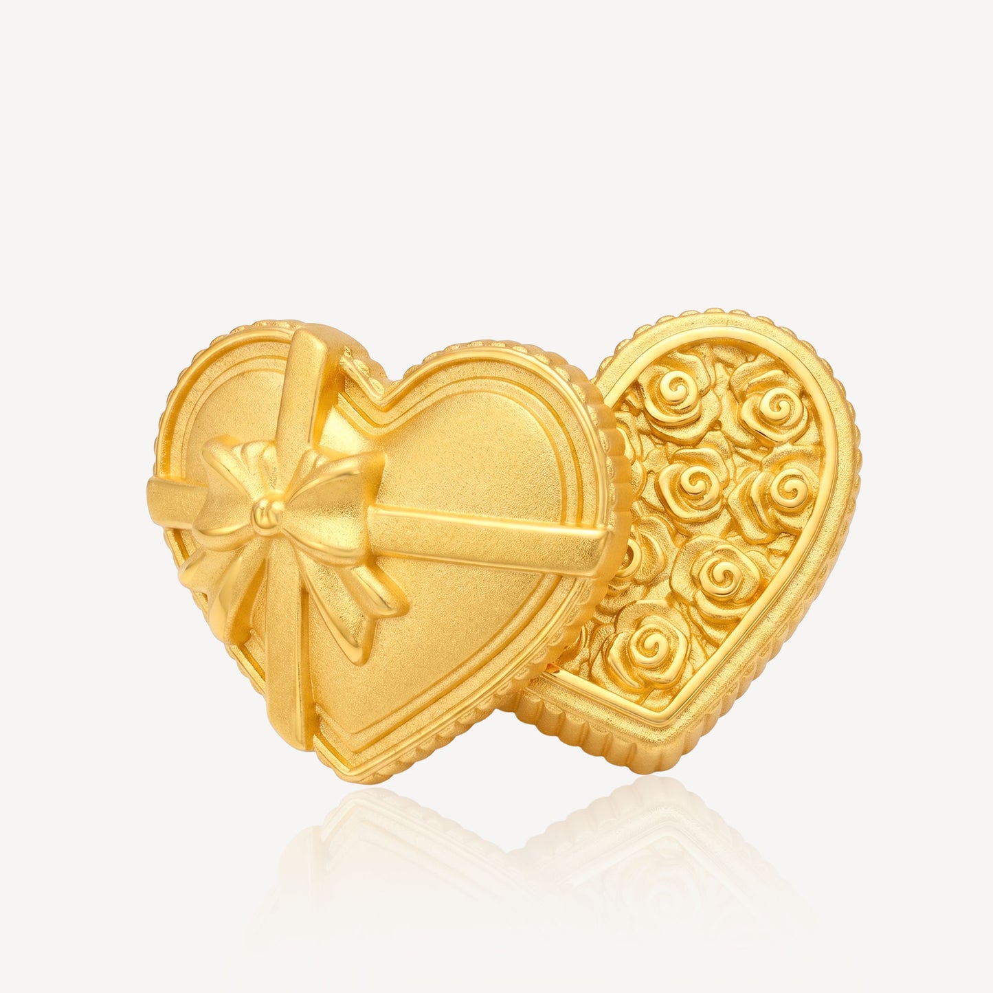 999 Gold Heart Rose Box Ornament