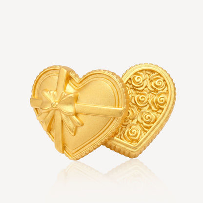 999 Gold Heart Rose Box Ornament