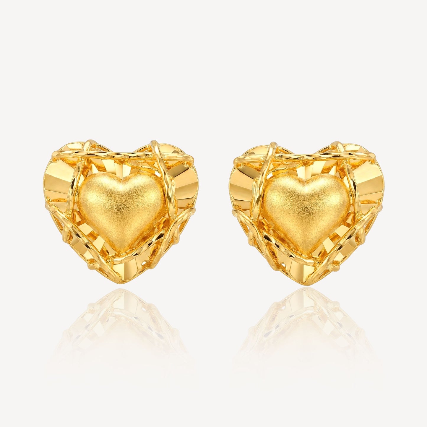 999 Gold Heart Wedding Set