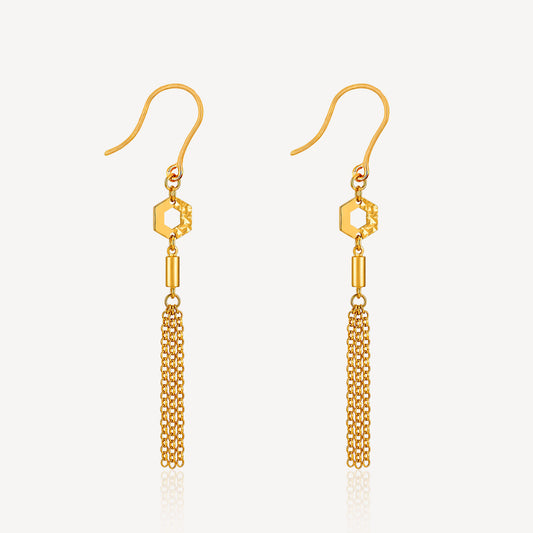 999 Gold Hexa Dangling Ear Hook
