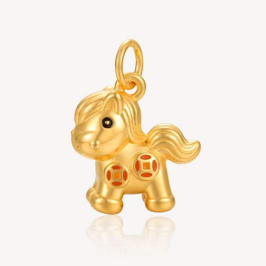 999 Gold Horse Coin Pendant