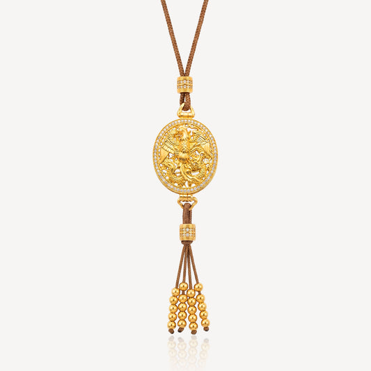999 Gold Phoenix Necklace Rope (Zirconia)