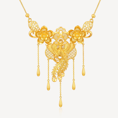 999 Gold Phoenix & Blossom Necklace