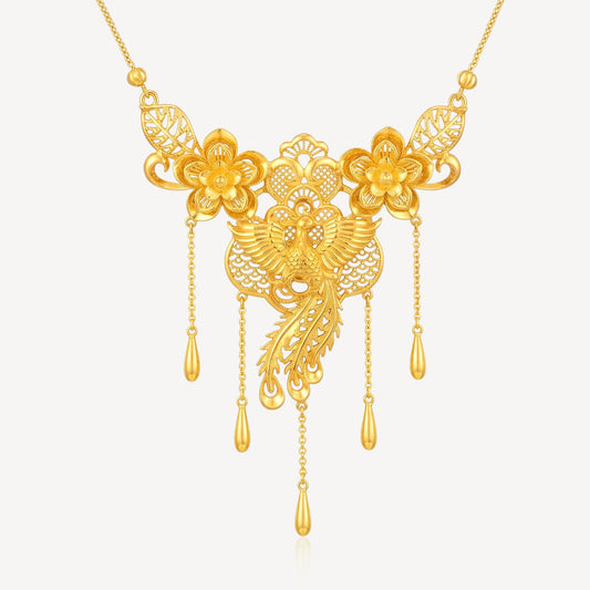 999 Gold Phoenix & Blossom Necklace
