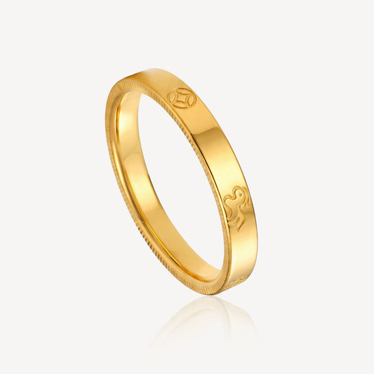999 Gold Plain Horse Coin Ring