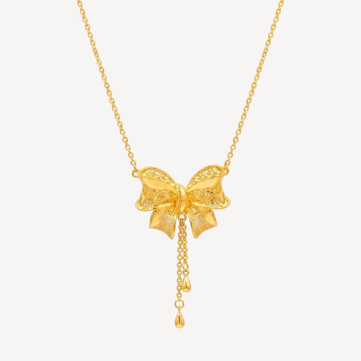 999 Gold Ribbon Necklace Set