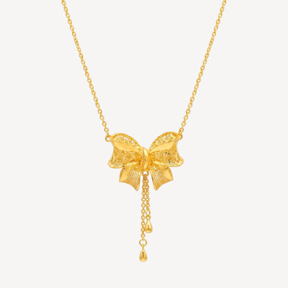999 Gold Ribbon Necklace Set