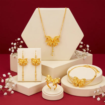 999 Gold Ribbon Necklace Set