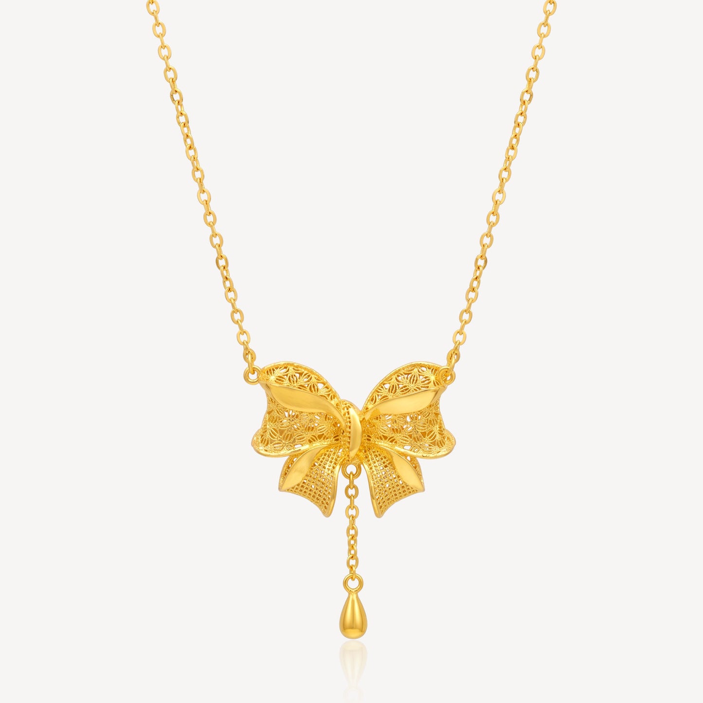 999 Gold Ribbon Necklace Set