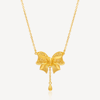 999 Gold Ribbon Necklace Set