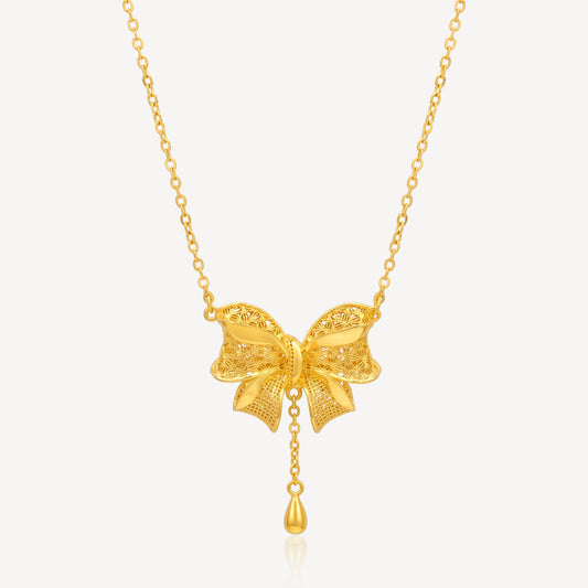 999 Gold Ribbon Necklace Set