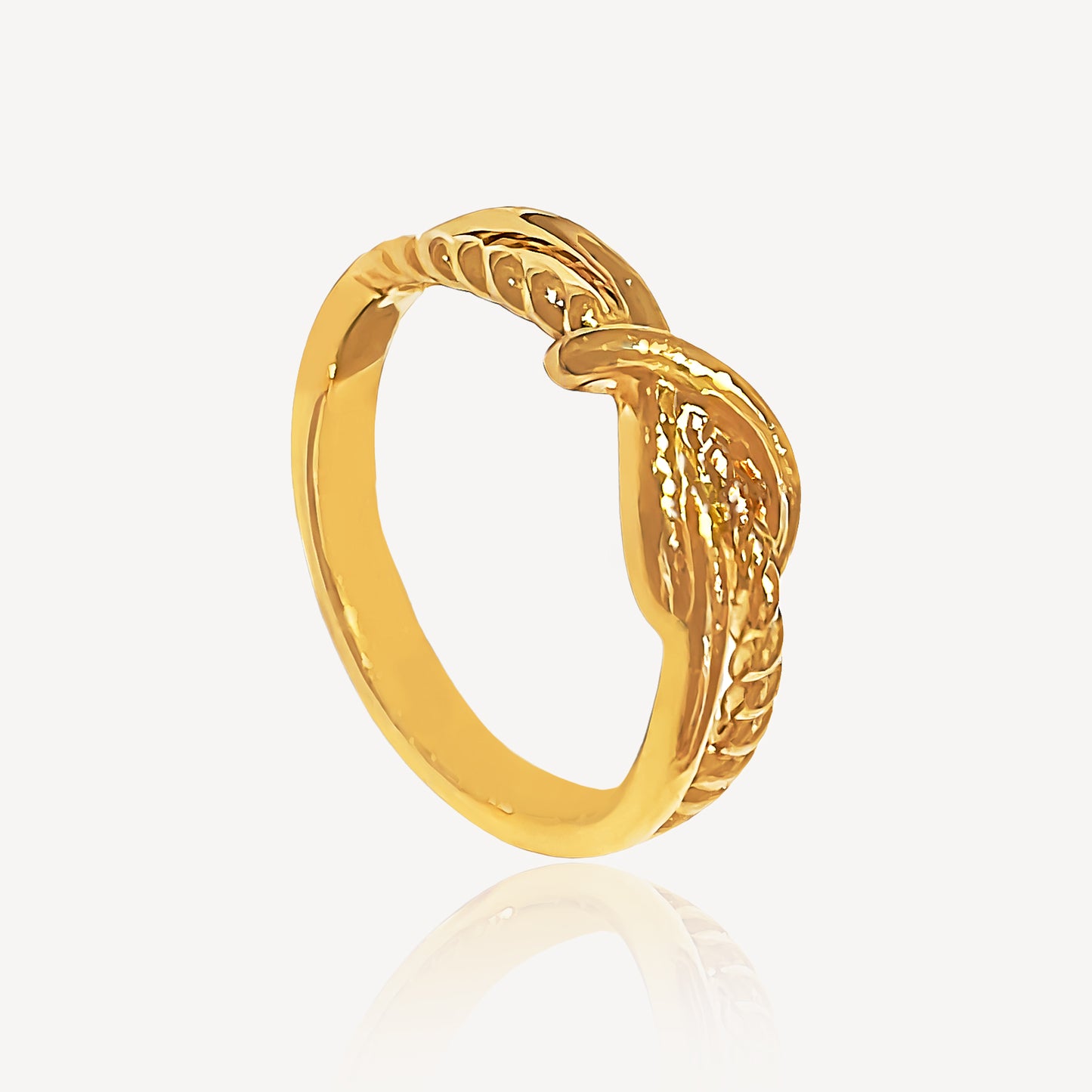 999 Gold Rope Cross Ring