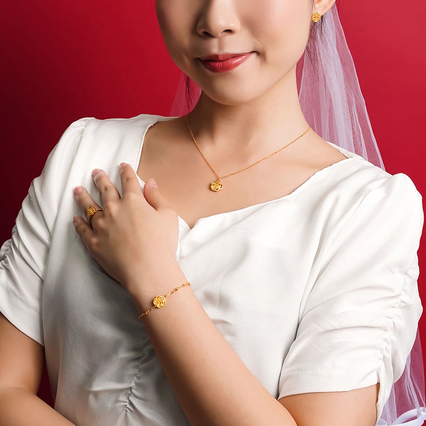 999 Gold Rose Wedding Set