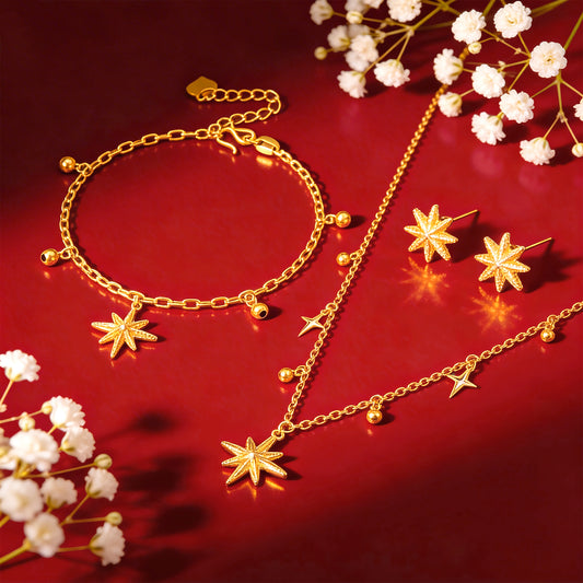 999 Gold Shining Star Necklace Set