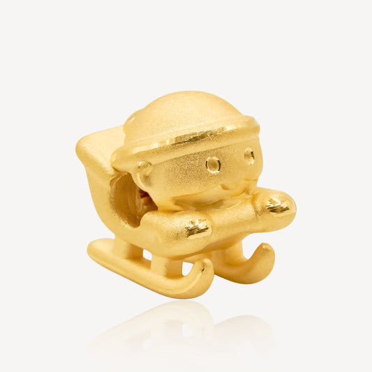 999 Gold Santa Sled Charm