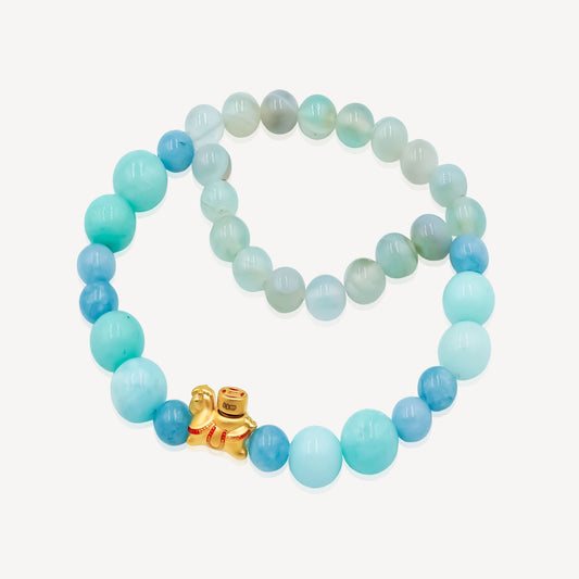 999 Gold Spinning Coin Red Horse Bracelet