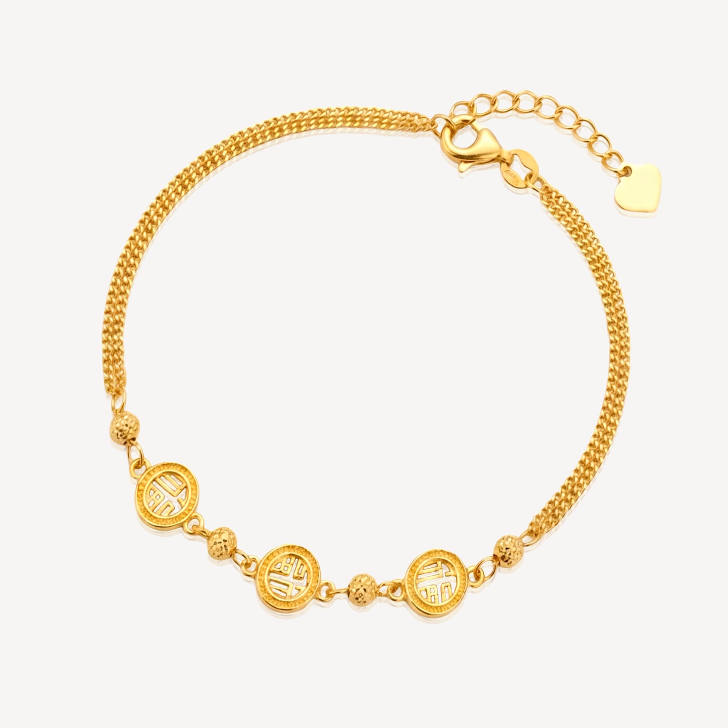999 Gold Triple Blessing Bracelet