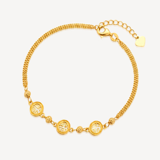 999 Gold Triple Blessing Bracelet