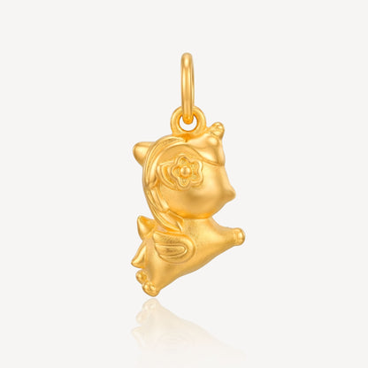 999 Gold Unicorn Horse Pendant