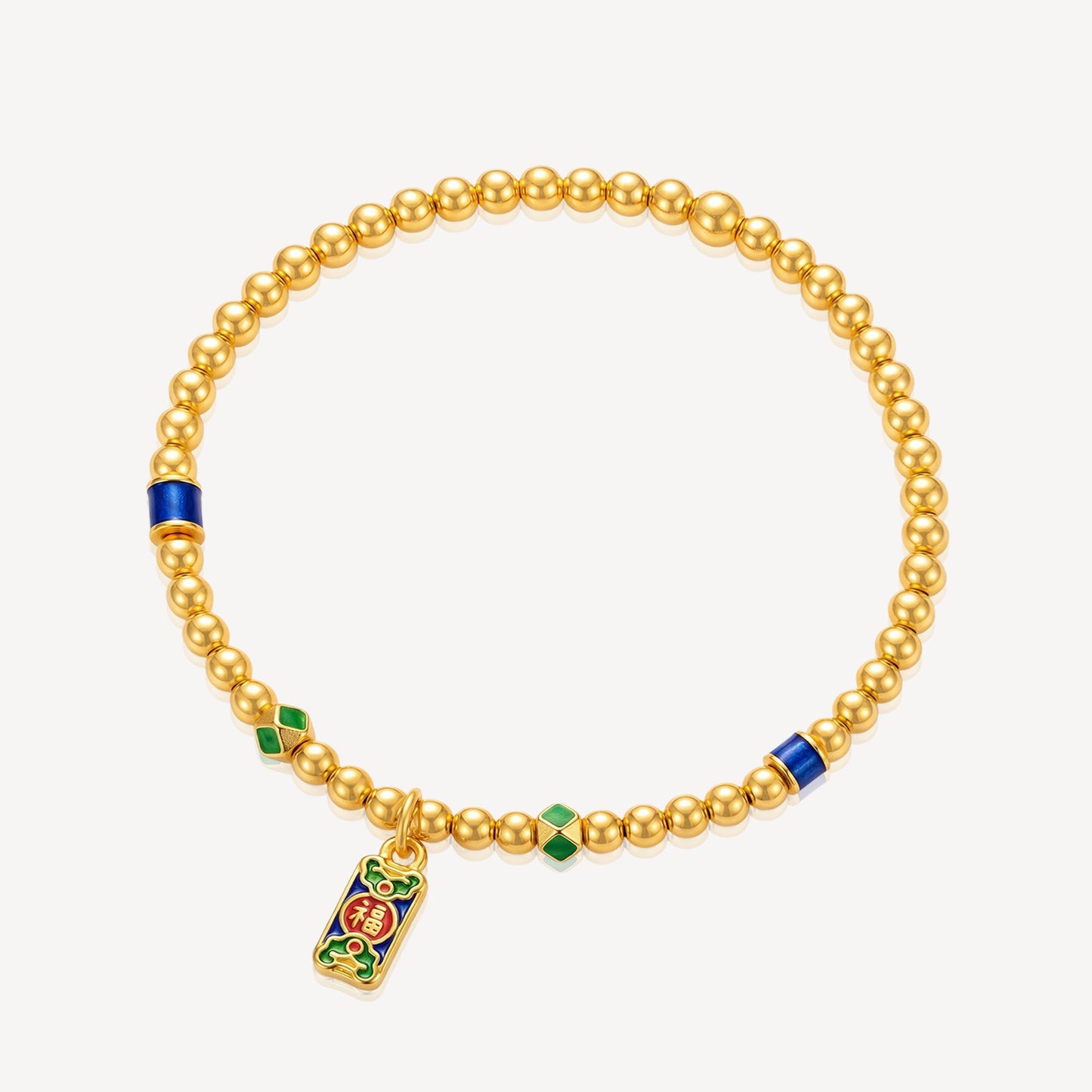 999 Gold 珐琅手串 福 Bracelet