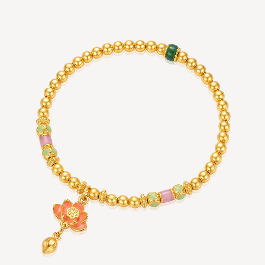 999 Gold 珐琅手串（莲花）Bracelet