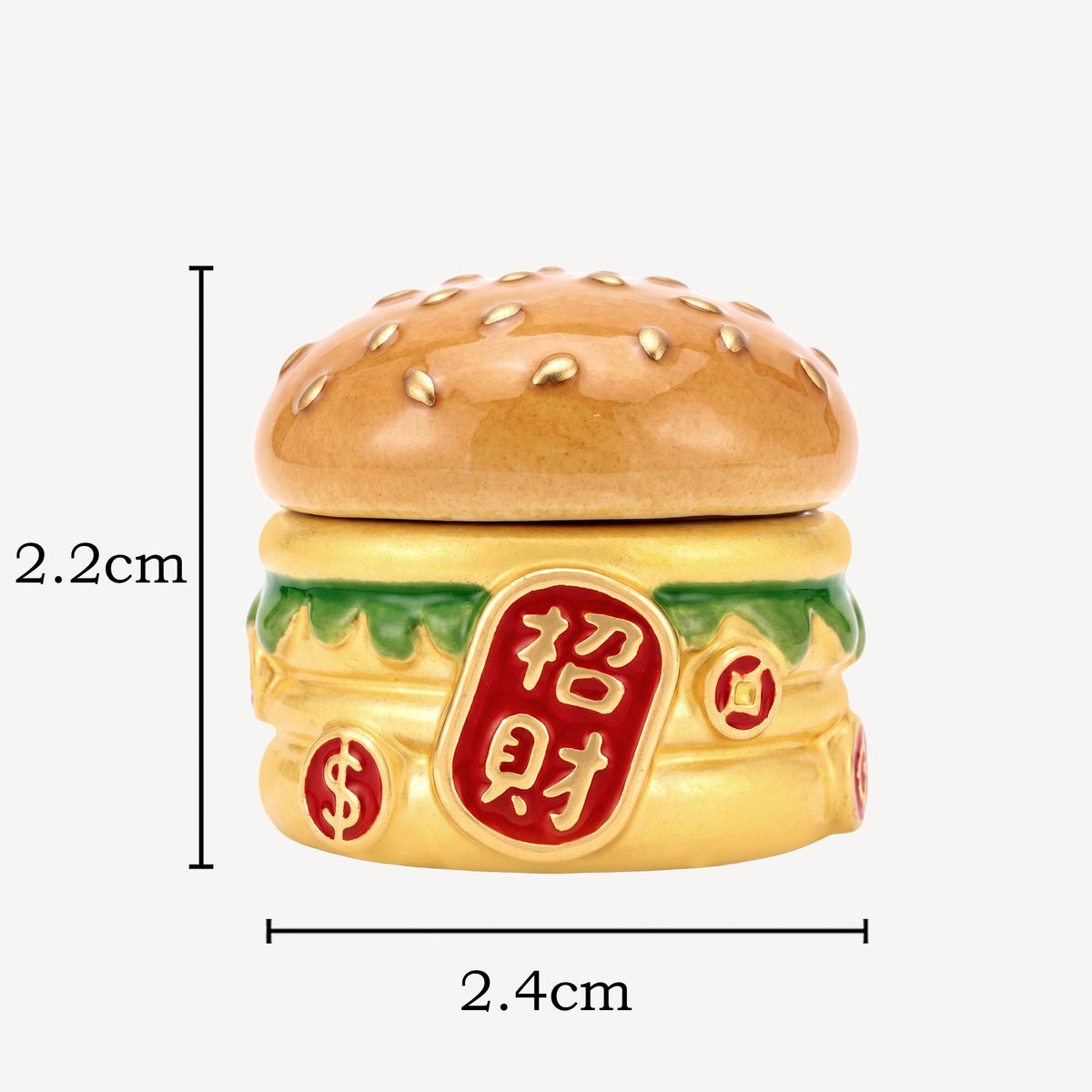 999 Gold 招财进宝 Hamburger Ornaments
